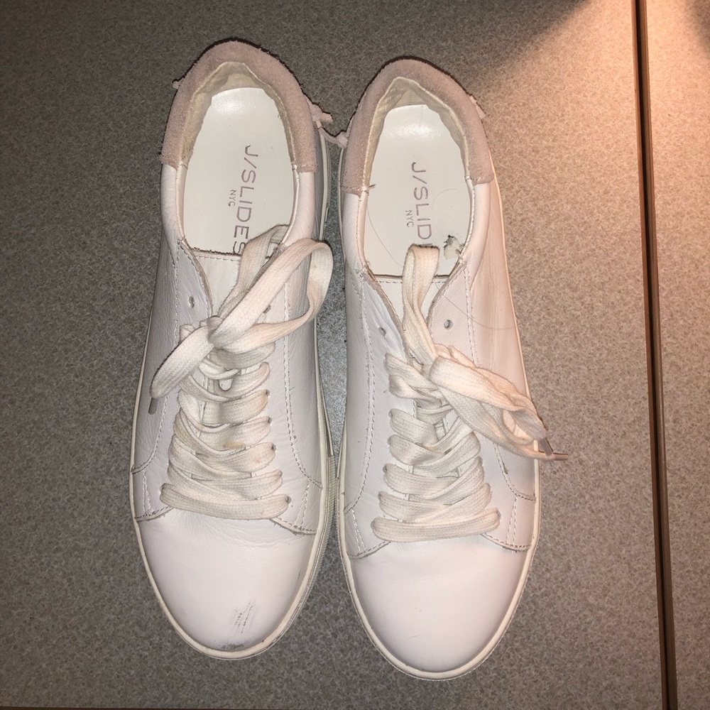 JSlides white leather sneakers